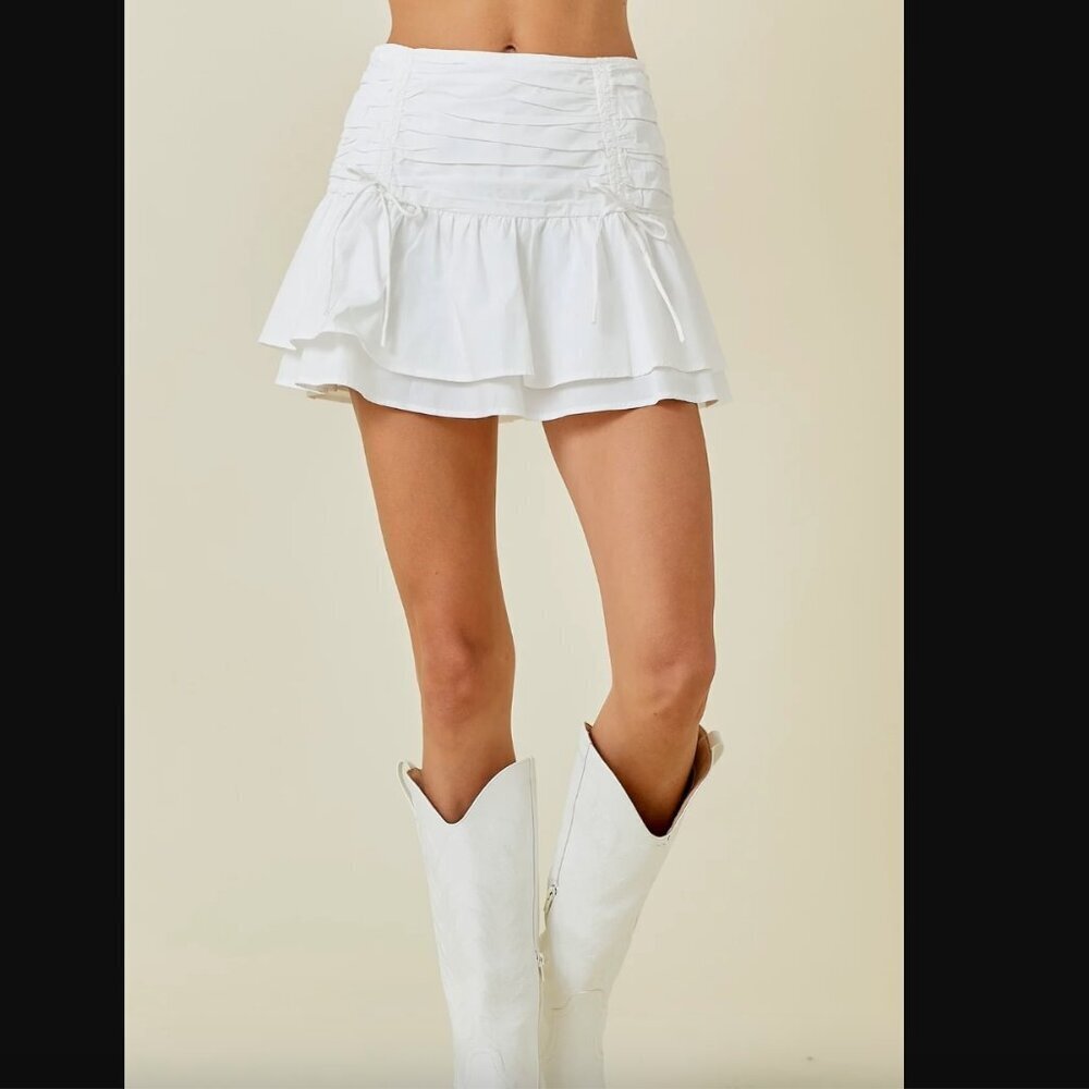 Day + Moon White Layered Mini Skort S NWT